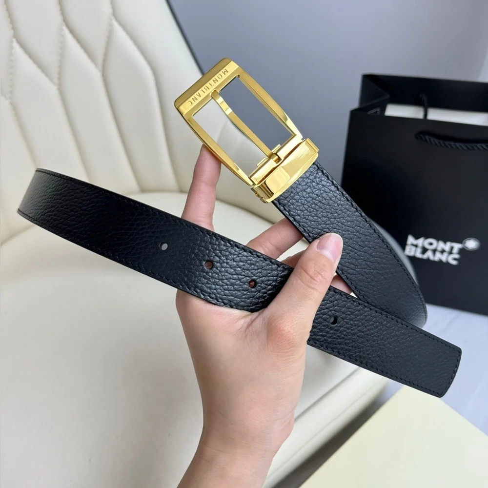 MontBlanc Men’s Black and Gold Belt Size 110 - Picture 3 of 8